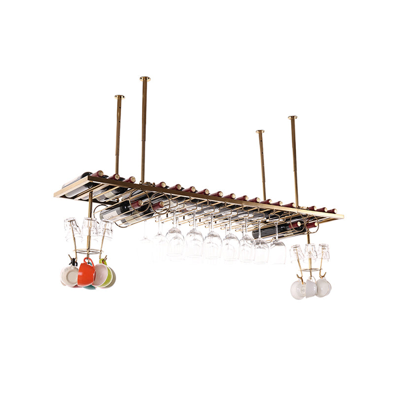 Glam Style Metal Hanging Wine Rack Kit in Gold, 59" x 13.8" x 13.4" Clearhalo 'furn' 'furn_wine_racks' 'Furniture' 'Kitchen & Dining Furniture' 'Wine Racks' 'wine_racks' 7638050