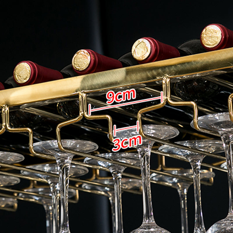 Glam Style Metal Hanging Wine Rack Kit in Gold, 59" x 13.8" x 13.4" Clearhalo 'furn' 'furn_wine_racks' 'Furniture' 'Kitchen & Dining Furniture' 'Wine Racks' 'wine_racks' 7638052