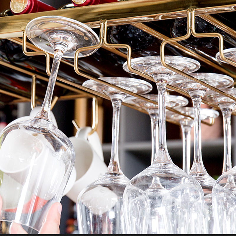 Glam Style Metal Hanging Wine Rack Kit in Gold, 59"L x 13.8"W x 14.6"H