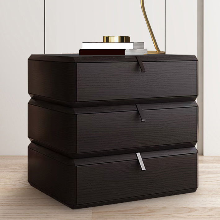 Nightand de table à accent en bois massif moderne 19 "de haut avec 3 tiroirs