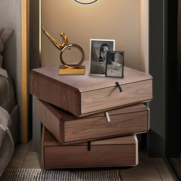 Nightand de table à accent en bois massif moderne 19 "de haut avec 3 tiroirs