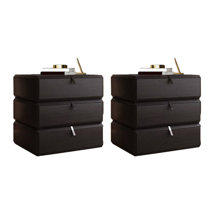 Nightand de table à accent en bois massif moderne 19 "de haut avec 3 tiroirs