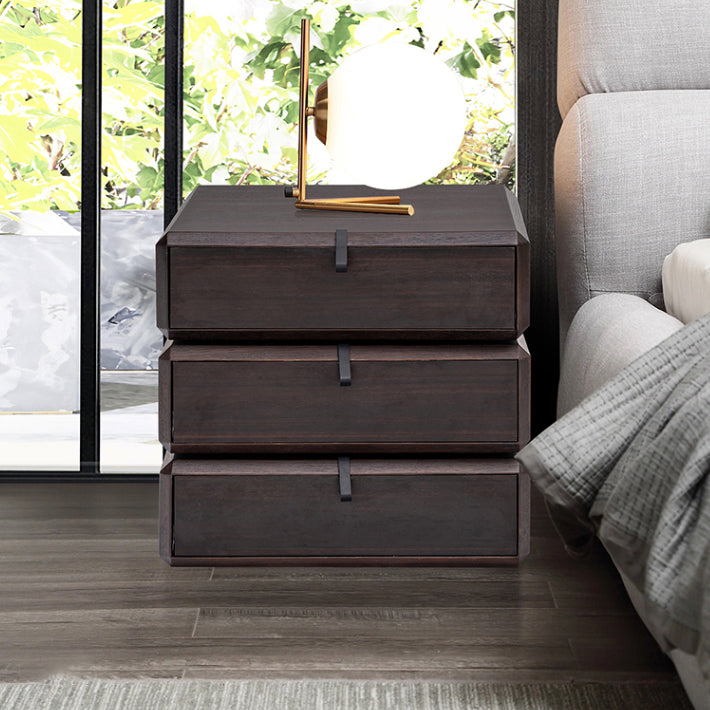 Nightand de table à accent en bois massif moderne 19 "de haut avec 3 tiroirs