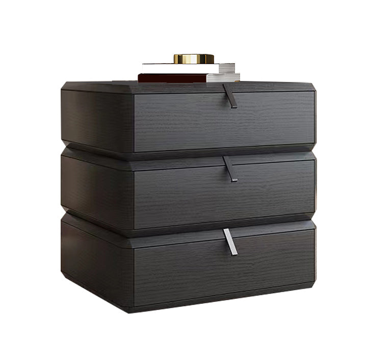 Nightand de table à accent en bois massif moderne 19 "de haut avec 3 tiroirs