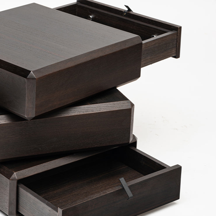 Nightand de table à accent en bois massif moderne 19 "de haut avec 3 tiroirs