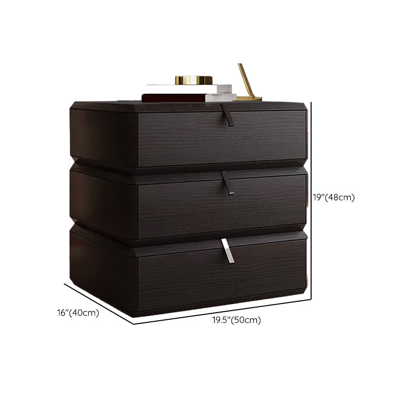 Nightand de table à accent en bois massif moderne 19 "de haut avec 3 tiroirs