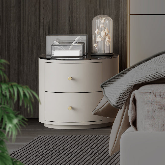 Modern Accent Table Nightstand Stone/Glass Nightstand with 2 Drawers Clearhalo 'Bedroom Furniture' 'furn' 'furn_night_stand' 'Furniture' 'night_stand' 'Nightstands' 7638373