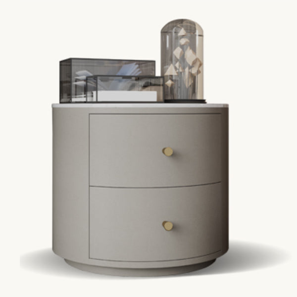 Modern Accent Table Nightstand Stone/Glass Nightstand with 2 Drawers Clearhalo 'Bedroom Furniture' 'furn' 'furn_night_stand' 'Furniture' 'night_stand' 'Nightstands' 7638375