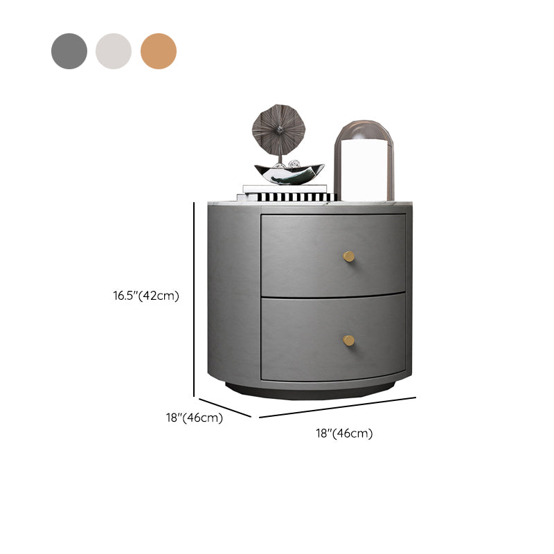 Modern Accent Table Nightstand Stone/Glass Nightstand with 2 Drawers Clearhalo 'Bedroom Furniture' 'furn' 'furn_night_stand' 'Furniture' 'night_stand' 'Nightstands' 7638388