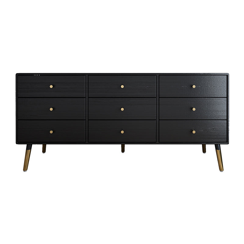 Glam Storage Chest Dresser Horizontal Storage Chest with Drawers 63"L x 16"W x 27.5"H Black Clearhalo 'Bedroom Furniture' 'Dressers & Chests' 'dressers_chests' 'furn' 'furn_dressers_chests' 'Furniture' 7638435