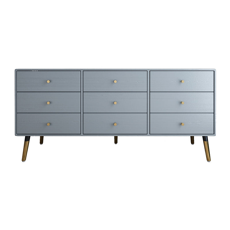 Glam Storage Chest Dresser Horizontal Storage Chest with Drawers 63"L x 16"W x 27.5"H Grey Clearhalo 'Bedroom Furniture' 'Dressers & Chests' 'dressers_chests' 'furn' 'furn_dressers_chests' 'Furniture' 7638438