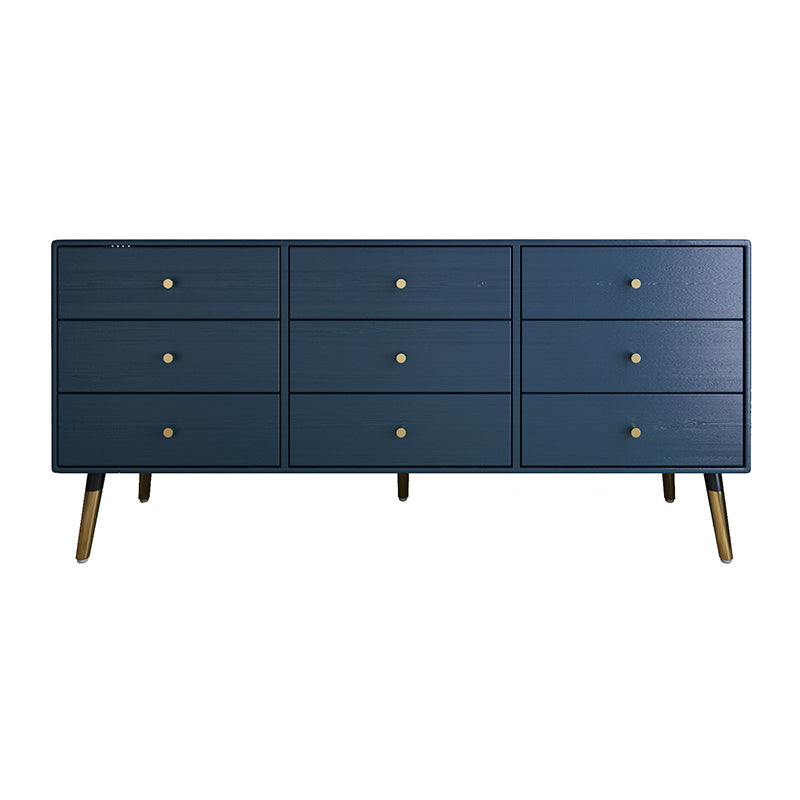 Glam Storage Chest Dresser Horizontal Storage Chest with Drawers 63"L x 16"W x 27.5"H Blue Clearhalo 'Bedroom Furniture' 'Dressers & Chests' 'dressers_chests' 'furn' 'furn_dressers_chests' 'Furniture' 7638441