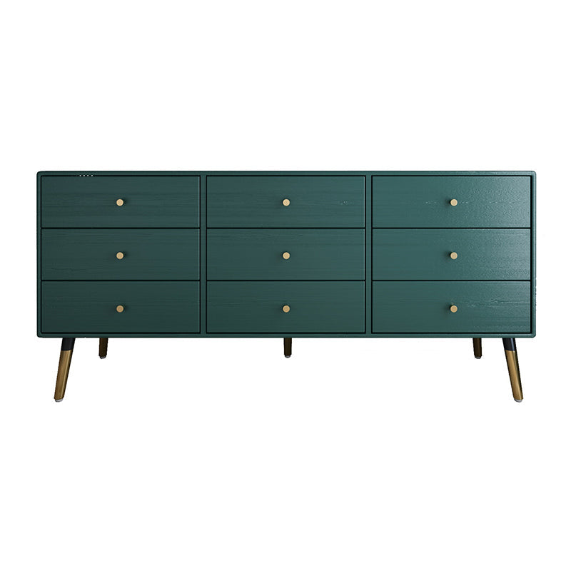 Glam Storage Chest Dresser Horizontal Storage Chest with Drawers 63"L x 16"W x 27.5"H Green Clearhalo 'Bedroom Furniture' 'Dressers & Chests' 'dressers_chests' 'furn' 'furn_dressers_chests' 'Furniture' 7638442