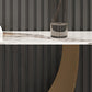 Half Moon Contemporary Console Table in Grey/Gold Stone Console Sofa Table