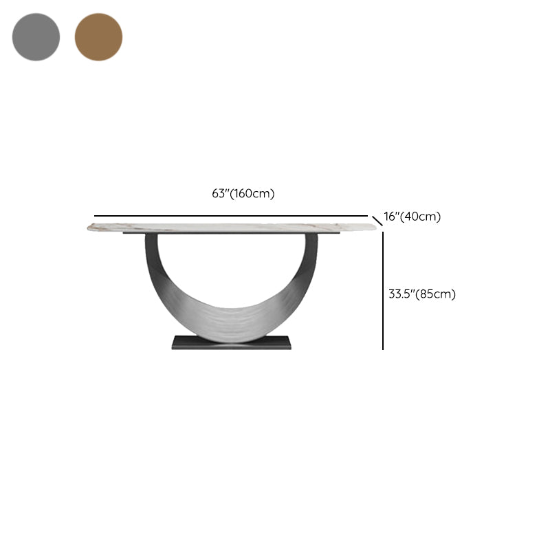 Half Moon Contemporary Console Table in Grey/Gold Stone Console Sofa Table