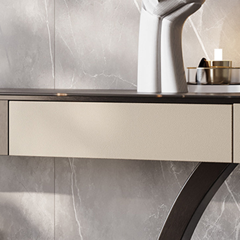 Half Moon Shape Contemporary Console Table Black/White Stone Console Sofa Table Clearhalo 'Console Tables' 'console_tables' 'Entry & Mudroom Furniture' 'furn' 'furn_console_tables' 'Furniture' 7638577