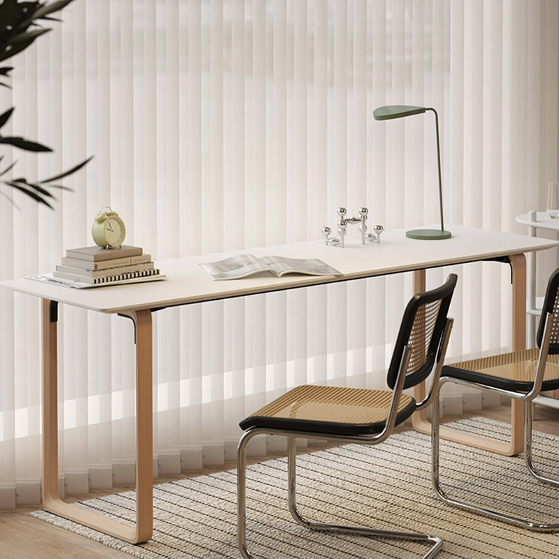 Bureau de bureau de style contemporain Bureau de forme rectangulaire Bureau de tâche en blanc et naturel