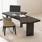 Hedendaagse stijl Wood Office Desk onregelmatige vorm Taakbureau in bruin/zwart