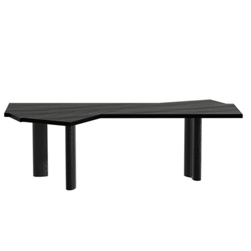 Hedendaagse stijl Wood Office Desk onregelmatige vorm Taakbureau in bruin/zwart