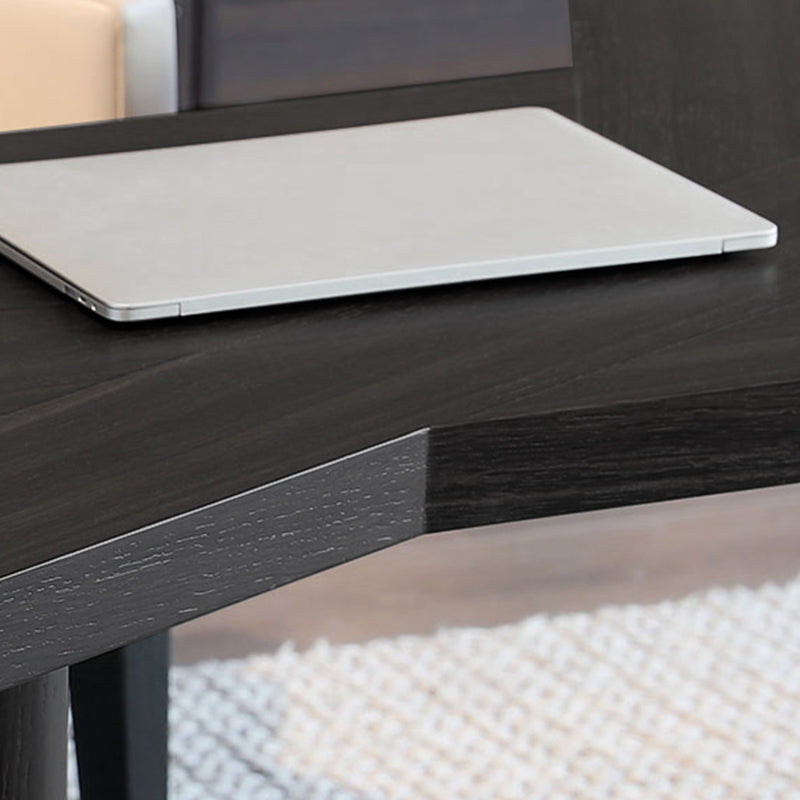 Hedendaagse stijl Wood Office Desk onregelmatige vorm Taakbureau in bruin/zwart