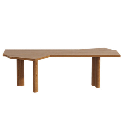 Hedendaagse stijl Wood Office Desk onregelmatige vorm Taakbureau in bruin/zwart