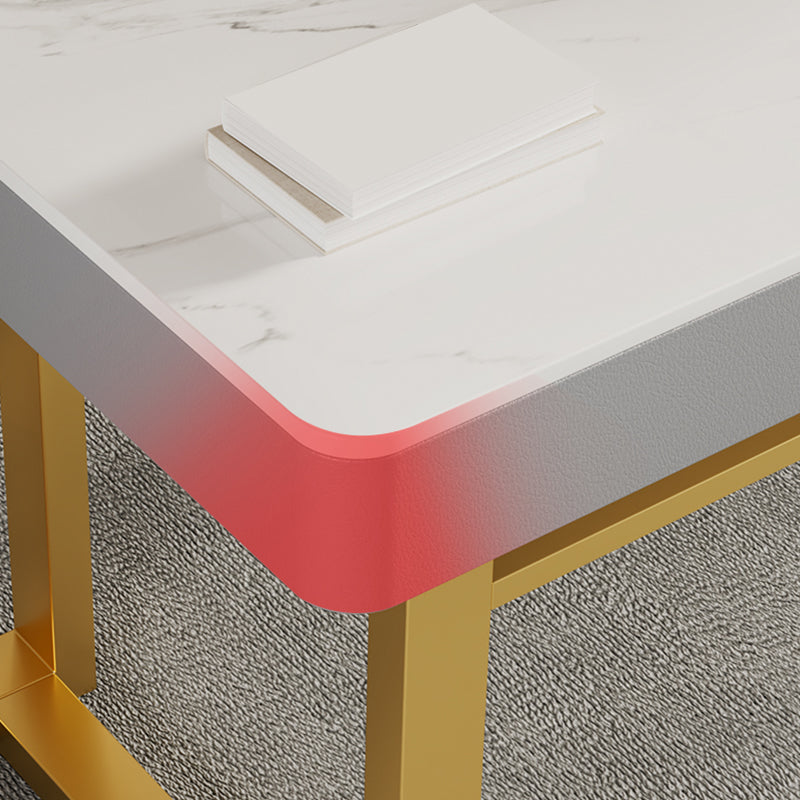 Rectangle Stone Top Office Desk Glam Style Writing with Metal Base Desk for Office Clearhalo 'furn' 'furn_office_desk' 'Furniture' 'Office Desks' 'Office Furniture' 'office_desk' 7638711