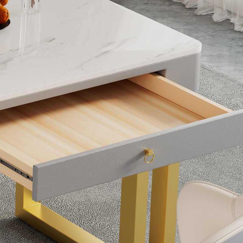 Rectangle Stone Top Office Desk Glam Style Writing with Metal Base Desk for Office Clearhalo 'furn' 'furn_office_desk' 'Furniture' 'Office Desks' 'Office Furniture' 'office_desk' 7638712