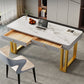 Rectangle Stone Top Office Desk Glam Style Writing with Metal Base Desk for Office Clearhalo 'furn' 'furn_office_desk' 'Furniture' 'Office Desks' 'Office Furniture' 'office_desk' 7638713