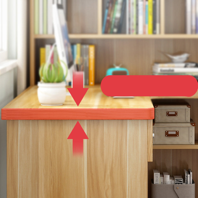 Modern Home Office Desk Pedestal Base Writing Desk Storage Shelves and Drawers Clearhalo 'furn' 'furn_office_desk' 'Furniture' 'Office Desks' 'Office Furniture' 'office_desk' 7638792