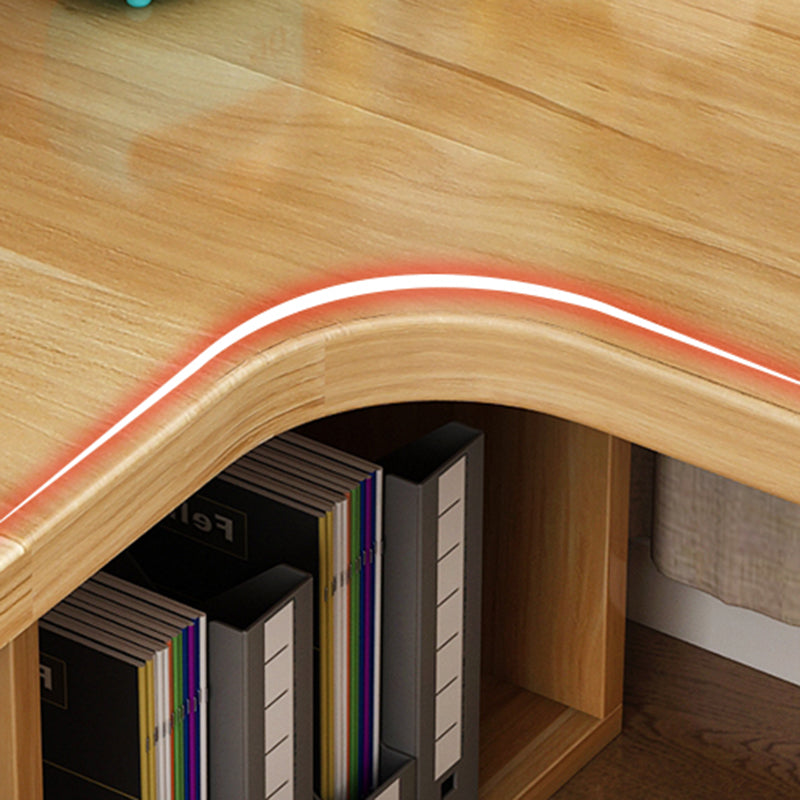 Modern Home Office Desk Pedestal Base Writing Desk Storage Shelves and Drawers Clearhalo 'furn' 'furn_office_desk' 'Furniture' 'Office Desks' 'Office Furniture' 'office_desk' 7638795