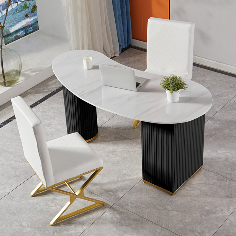 Bureau d'écriture en pierre de style glamour avec 3 tiroirs