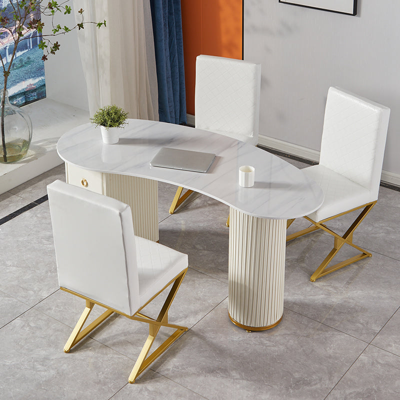 Bureau d'écriture en pierre de style glamour avec 3 tiroirs