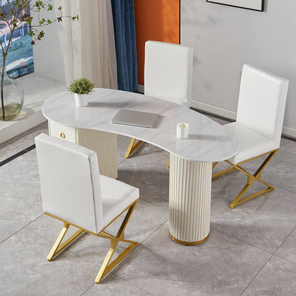 Bureau d'écriture en pierre de style glamour avec 3 tiroirs