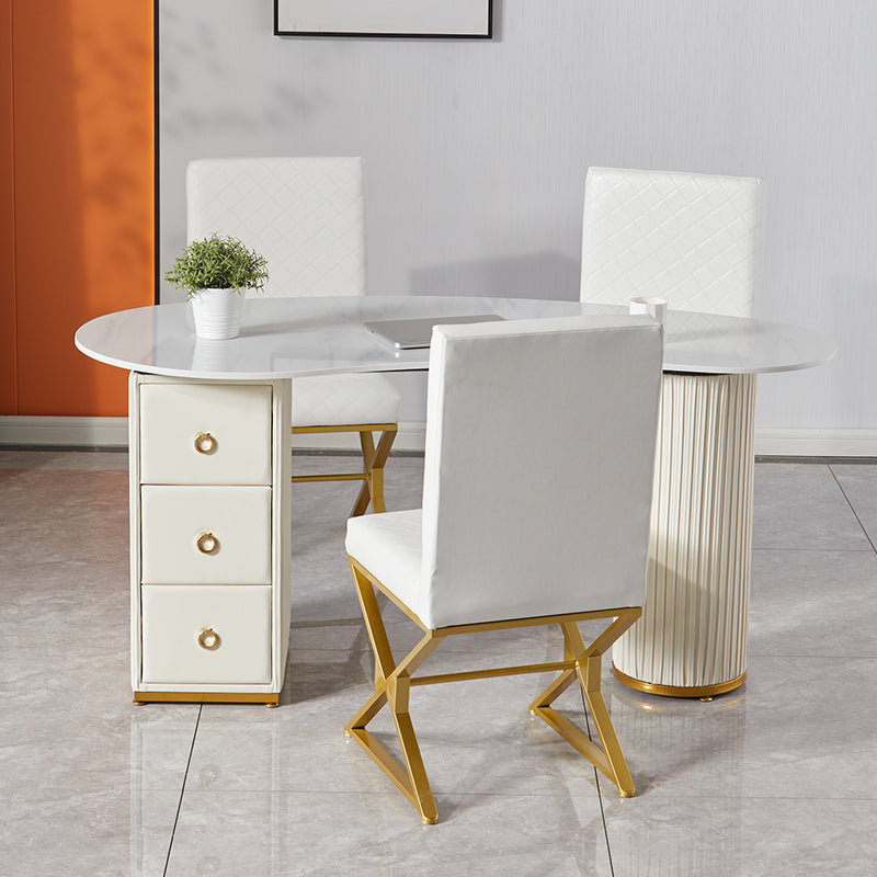 Bureau d'écriture en pierre de style glamour avec 3 tiroirs