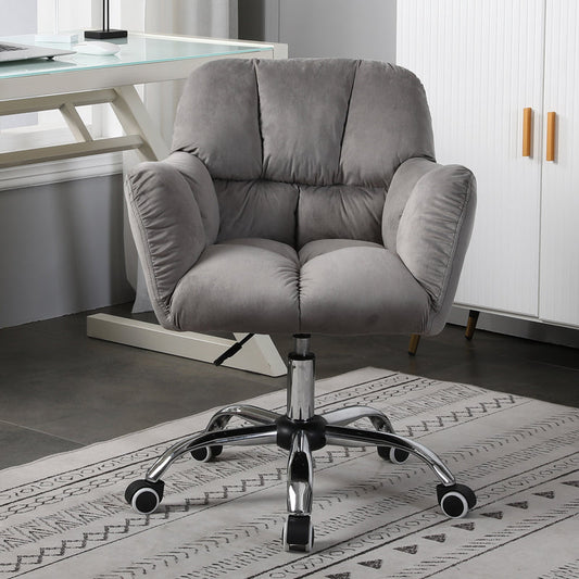 Contemporary Office Chair Armless Desk Chair with Wheels for Office Grey 1 Piece