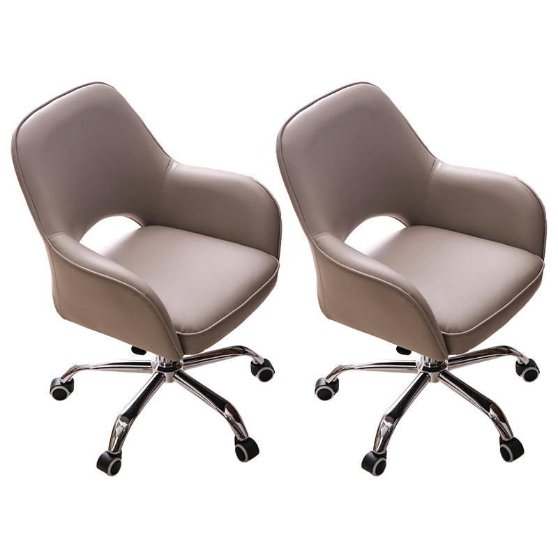 Armless Desk Chair Modern Leather Low-Back Office Chair with Wheels Grey 2 Piece Set Clearhalo 'furn' 'furn_office_chair' 'Furniture' 'Office Chairs' 'Office Furniture' 'office_chair' 7639084