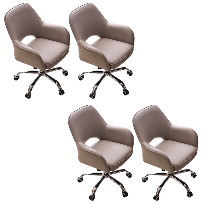 Armless Desk Chair Modern Leather Low-Back Office Chair with Wheels Grey 4 Piece Set Clearhalo 'furn' 'furn_office_chair' 'Furniture' 'Office Chairs' 'Office Furniture' 'office_chair' 7639085