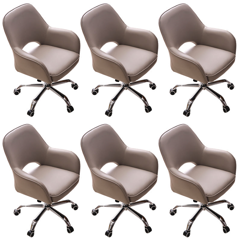 Armless Desk Chair Modern Leather Low-Back Office Chair with Wheels Grey 6 Piece Set Clearhalo 'furn' 'furn_office_chair' 'Furniture' 'Office Chairs' 'Office Furniture' 'office_chair' 7639087