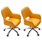 Armless Desk Chair Modern Leather Low-Back Office Chair with Wheels Yellow 2 Piece Set Clearhalo 'furn' 'furn_office_chair' 'Furniture' 'Office Chairs' 'Office Furniture' 'office_chair' 7639093