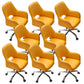 Armless Desk Chair Modern Leather Low-Back Office Chair with Wheels Yellow 8 Piece Set Clearhalo 'furn' 'furn_office_chair' 'Furniture' 'Office Chairs' 'Office Furniture' 'office_chair' 7639098