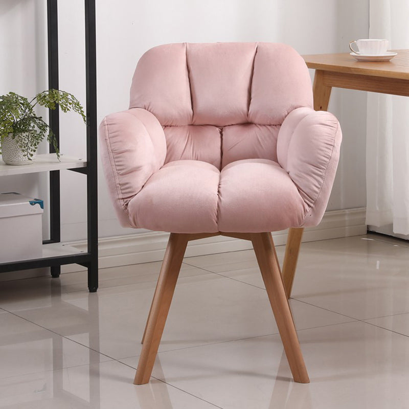 Armless Office Chair Modern Desk Chair with 4 Wooden Legs for Bedroom Pink 1 Piece Clearhalo 'furn' 'furn_office_chair' 'Furniture' 'Office Chairs' 'Office Furniture' 'office_chair' 7639146