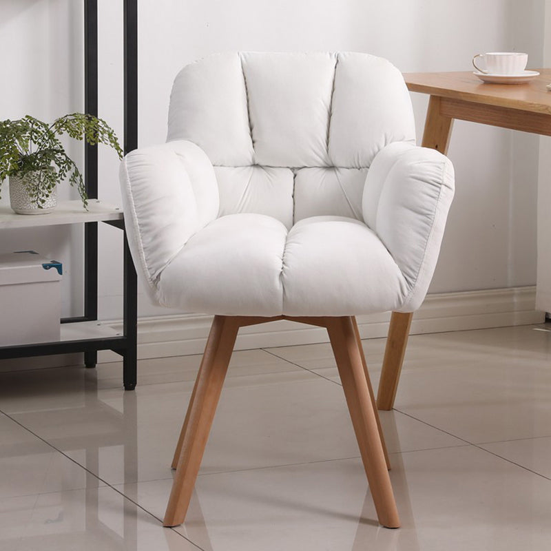 Armless Office Chair Modern Desk Chair with 4 Wooden Legs for Bedroom White 1 Piece Clearhalo 'furn' 'furn_office_chair' 'Furniture' 'Office Chairs' 'Office Furniture' 'office_chair' 7639147