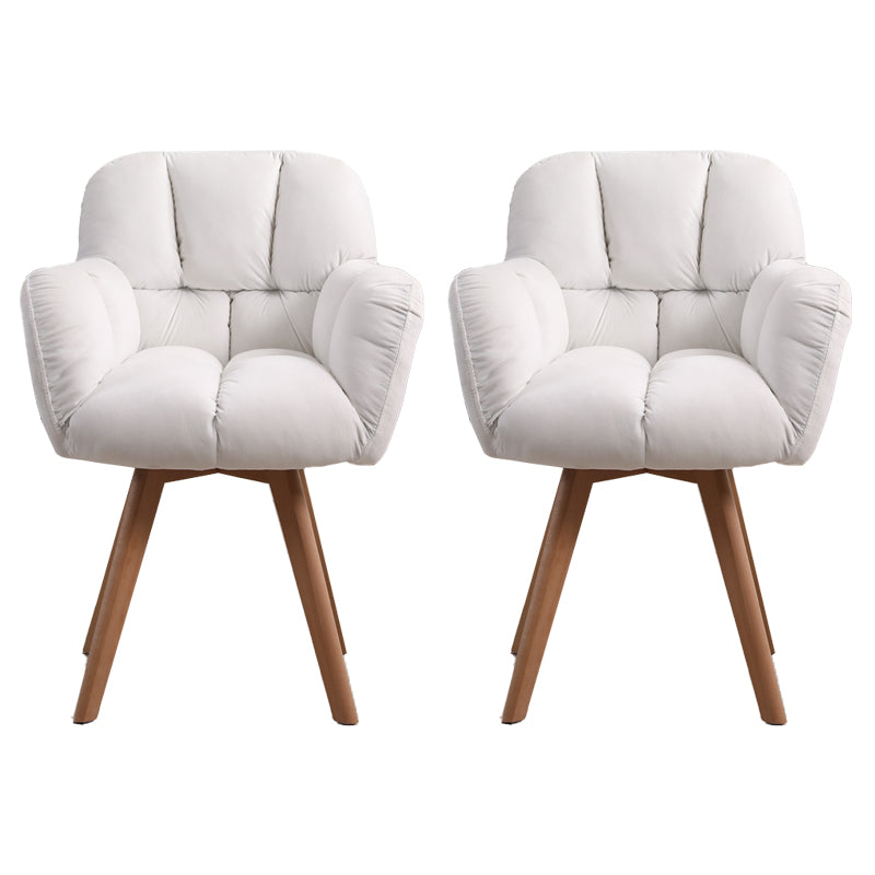 Armless Office Chair Modern Desk Chair with 4 Wooden Legs for Bedroom White 2 Piece Set Clearhalo 'furn' 'furn_office_chair' 'Furniture' 'Office Chairs' 'Office Furniture' 'office_chair' 7639148