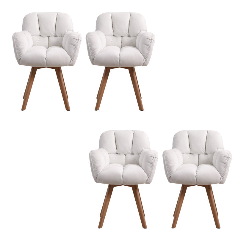 Armless Office Chair Modern Desk Chair with 4 Wooden Legs for Bedroom White 4 Piece Set Clearhalo 'furn' 'furn_office_chair' 'Furniture' 'Office Chairs' 'Office Furniture' 'office_chair' 7639149
