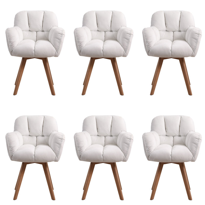 Armless Office Chair Modern Desk Chair with 4 Wooden Legs for Bedroom White 6 Piece Set Clearhalo 'furn' 'furn_office_chair' 'Furniture' 'Office Chairs' 'Office Furniture' 'office_chair' 7639151