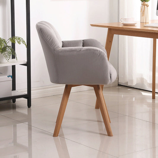 Armless Office Chair Modern Desk Chair with 4 Wooden Legs for Bedroom Grey 1 Piece