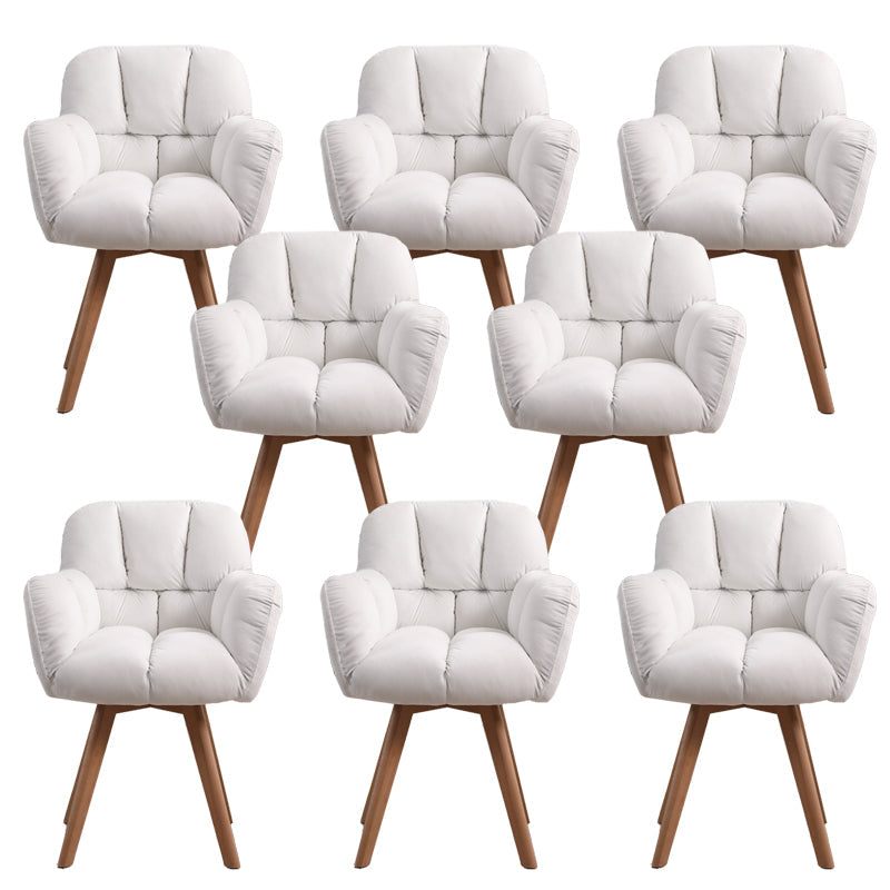 Armless Office Chair Modern Desk Chair with 4 Wooden Legs for Bedroom White 8 Piece Set Clearhalo 'furn' 'furn_office_chair' 'Furniture' 'Office Chairs' 'Office Furniture' 'office_chair' 7639153