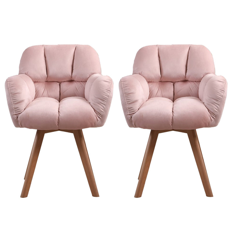 Armless Office Chair Modern Desk Chair with 4 Wooden Legs for Bedroom Pink 2 Piece Set Clearhalo 'furn' 'furn_office_chair' 'Furniture' 'Office Chairs' 'Office Furniture' 'office_chair' 7639157