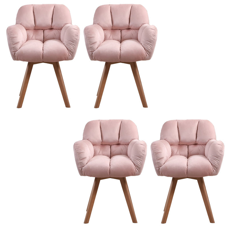 Armless Office Chair Modern Desk Chair with 4 Wooden Legs for Bedroom Pink 4 Piece Set Clearhalo 'furn' 'furn_office_chair' 'Furniture' 'Office Chairs' 'Office Furniture' 'office_chair' 7639159