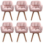 Armless Office Chair Modern Desk Chair with 4 Wooden Legs for Bedroom Pink 6 Piece Set Clearhalo 'furn' 'furn_office_chair' 'Furniture' 'Office Chairs' 'Office Furniture' 'office_chair' 7639161